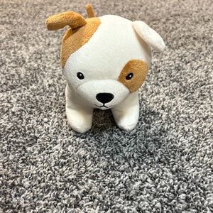 Adorable White and Brown Plush Dog Toy